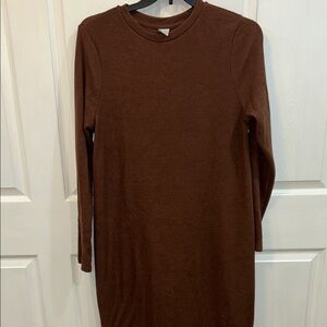 Time and Tru Rich Brown Long Sleeve Dress maternity